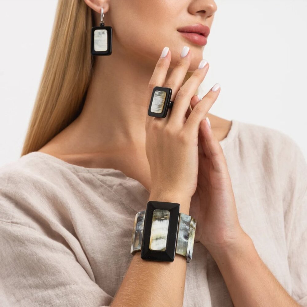 Buffalo horn bracelet Wide bracelet Geometric bangle